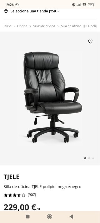 Silla de oficina TJELE polipiel negra