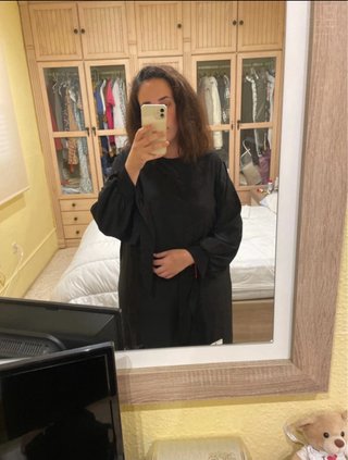Abaya seda Medina negra lazo en puños