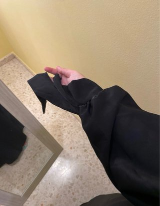 Abaya seda Medina negra lazo en puños