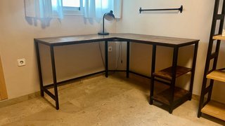 Escritorio esquinero madera y metal
