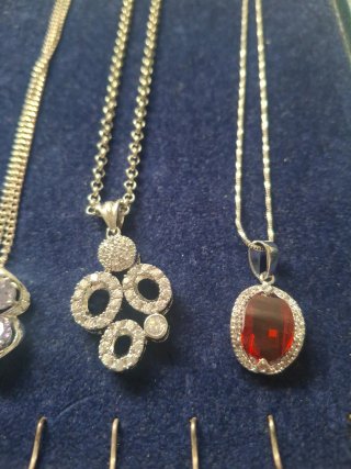5 Colgantes Rodio con cadena