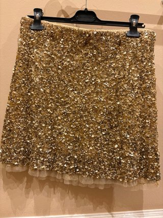 Falda Zara lentejuelas doradas