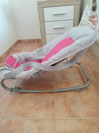 Hamaca bebé rosa y gris