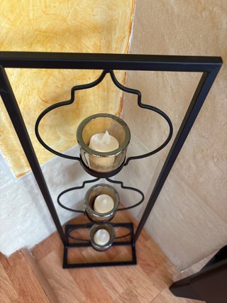 Candelabro de metal negro para 3 velas