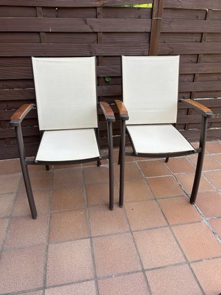 4 Sillas de Jardín Beige y Marrón