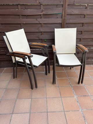 4 Sillas de Jardín Beige y Marrón