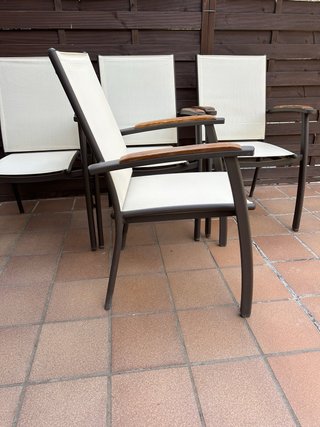 4 Sillas de Jardín Beige y Marrón