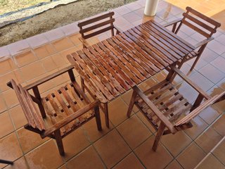 Conjunto mesa y 4 sillas jardín madera acacia