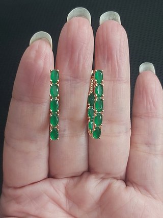 Pendientes Oro Rosa Circonias Verde Esmeralda.