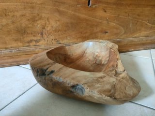 Grande Ciotola in teak grezzo 37 x 32 cm