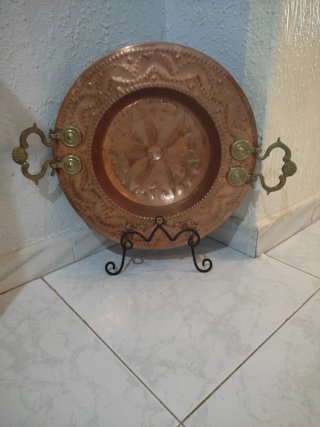 Plato decorativo cobre con asas
