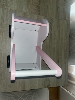 Carrito de madera para bebé rosa