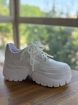 Zapatillas Chunky blancas con plataforma de 7cm