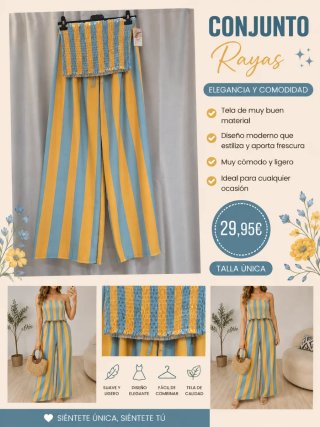 Conjunto Rayas Elegante y Cómodo