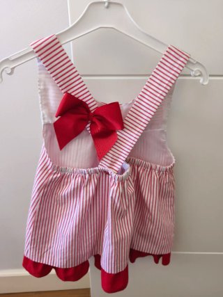 Conjunto niña rayas rojas y lazo. Little KIDS