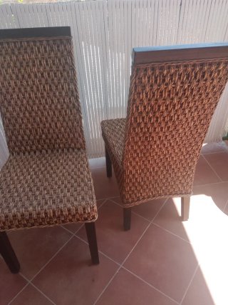 6 Sillas de Mimbre y Madera