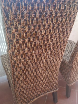 6 Sillas de Mimbre y Madera