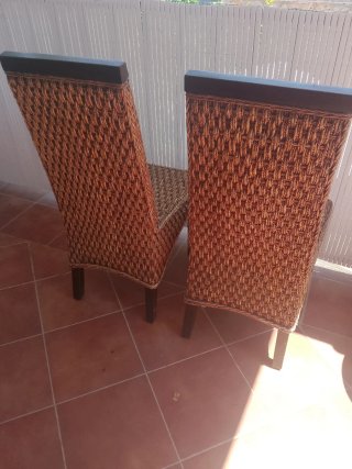 6 Sillas de Mimbre y Madera