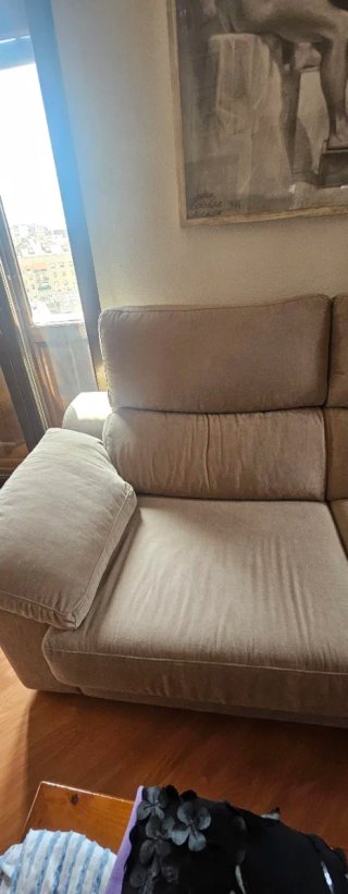 Sofá de tela beige 2 plazas