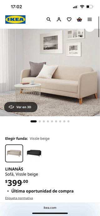 Sofá 2 plazas beige nuevo