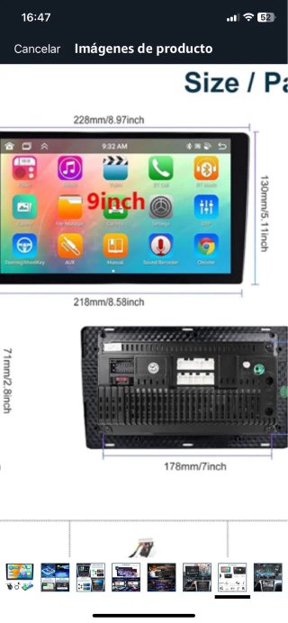 Pantalla 9” CarPlay Android 4+64GB