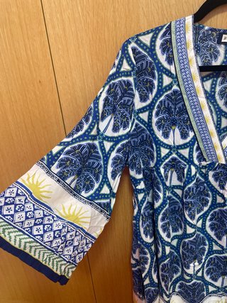 Precioso Vestido túnica SIN ESTRENAR azul y blanco