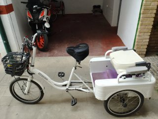 Triciclo eléctrico con asiento trasero