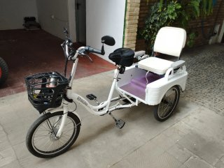 Triciclo eléctrico con asiento trasero