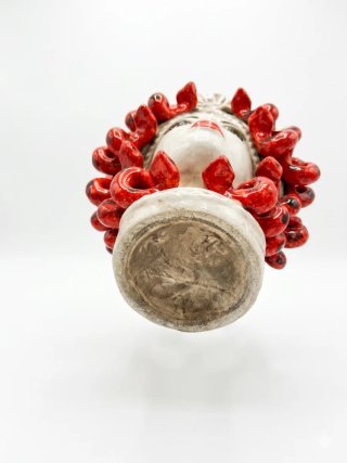Testa di Medusa in ceramica rossa e bianca