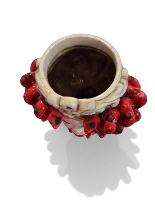 Testa di Medusa in ceramica rossa e bianca