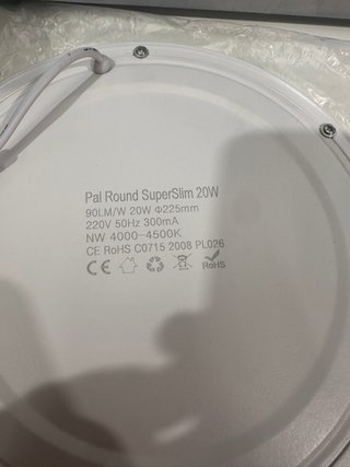 19 Paneles LED Empotrables Redondos 20W