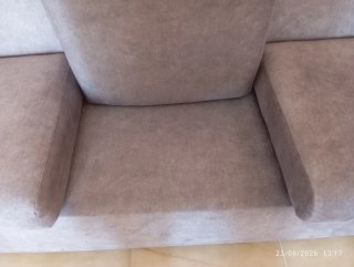 Sofá y 2 Mecedoras Tela y Madera