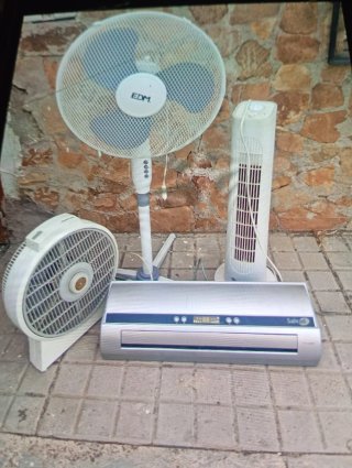Lote 3 ventiladores y aire acondicionado portátil