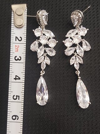 Pendientes de Novia Largos con Circonias Cúbicas