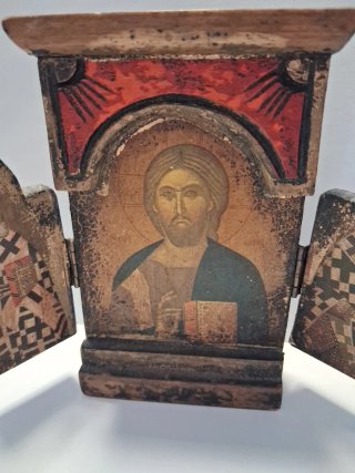 Icono Ortodoxo Tríptico Jesús Santos