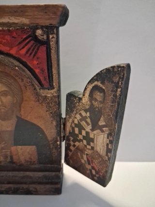 Icono Ortodoxo Tríptico Jesús Santos