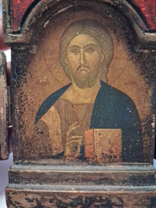 Icono Ortodoxo Tríptico Jesús Santos
