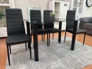 Mesa Cristal Templado + 4 Sillas Polipiel