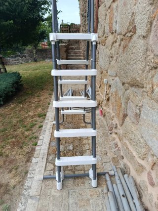 Escalera Piscina Metal y Plástico Gris/Blanco