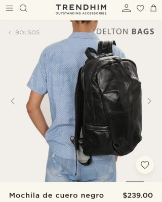Mochila negra de cuero auténtico