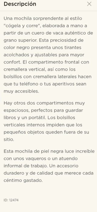 Mochila negra de cuero auténtico