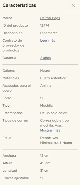 Mochila negra de cuero auténtico