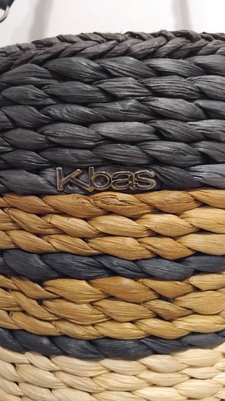 Bolso Kbas rafia hombro beige, negro, marrón