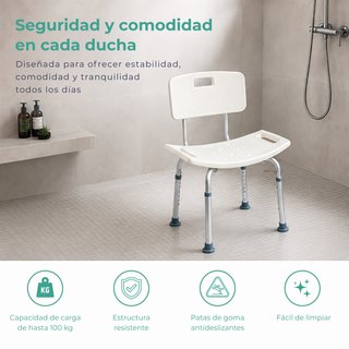 Silla ducha ajustable con respaldo