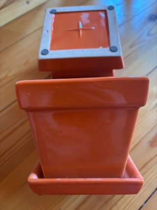 2 Macetas Cuadradas Naranja Cerámica