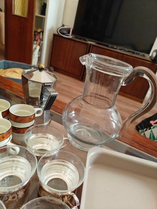 Juego café y menaje cristal