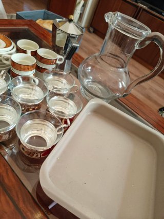 Juego café y menaje cristal