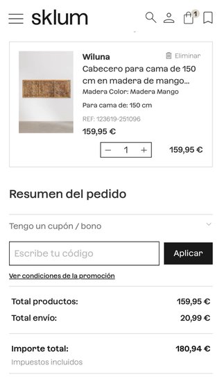 Cabecero Cama 150cm Sklum NUEVO