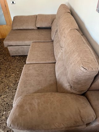 Sofá Chaiselongue Beige/Marrón