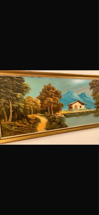 Pintura al óleo antigua paisaje